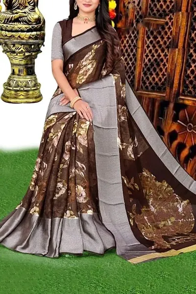 WOMANS CHIFFON SAREE WITH BLOUSE PIECE