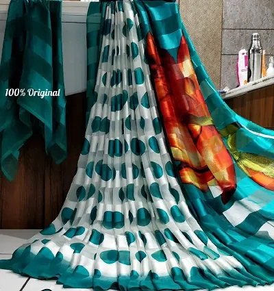 Sanwariya Silk GEORGETTE SATIN PATTA Saree With Unstiched Blouse Piece