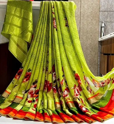 WOMANS SATIN PATTA SAREE WITH BLOUSE PIECE