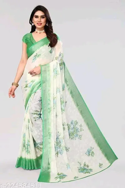 Glamorous Chiffon Saree with Blouse piece 