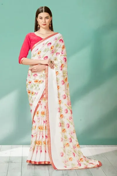 WOMANS GEORGETTE SAREE WITH BLOUSE PIECE