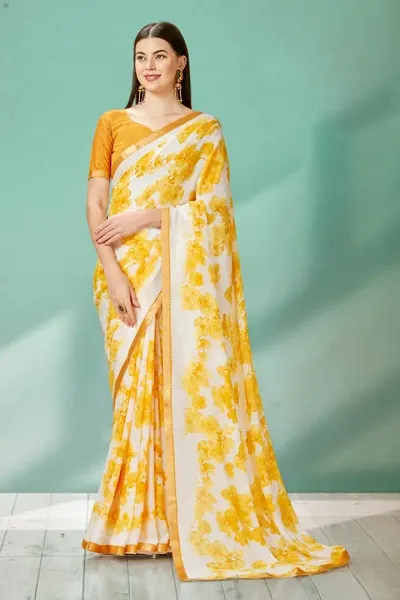 WOMANS GEORGETTE SAREE WITH BLOUSE PIECE