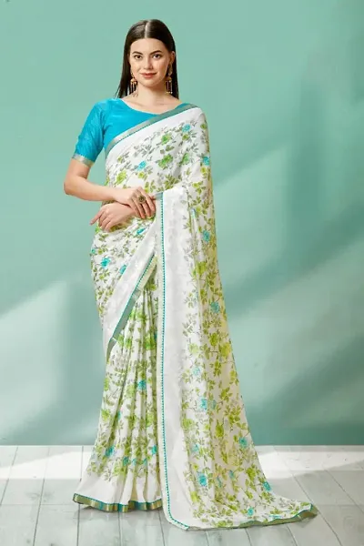 WOMANS GEORGETTE SAREE WITH BLOUSE PIECE