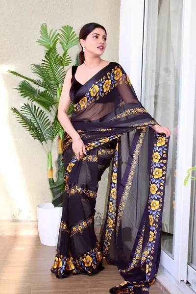 Attractive Georgette Saree with Blouse piece 