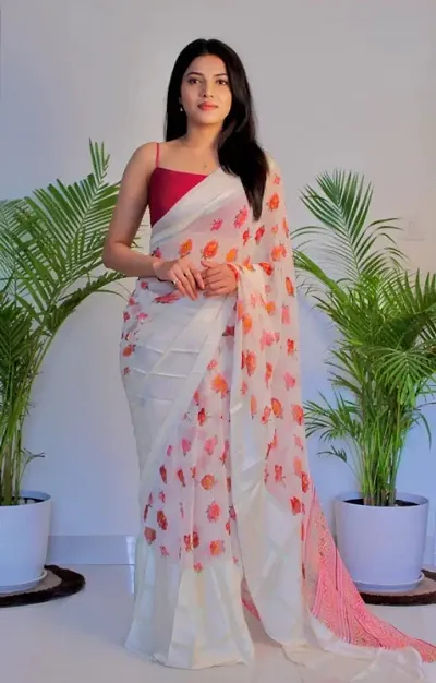 Classic Georgette Saree with Blouse Piece For Women