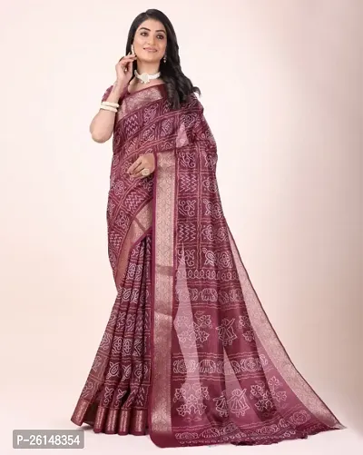 Classic Cotton Blend Printed Saree with Blouse piece