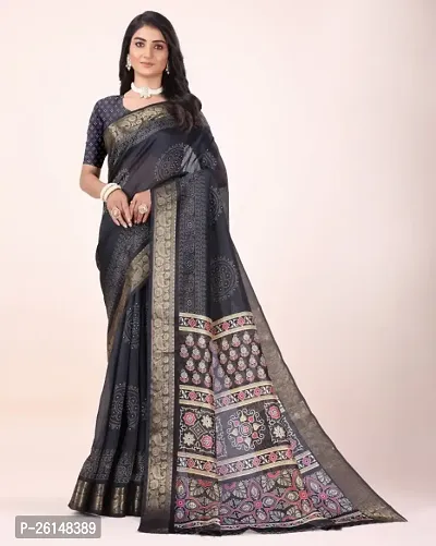 Classic Cotton Blend Printed Saree with Blouse piece