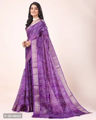 Classic Cotton Blend Printed Saree with Blouse piece-thumb2