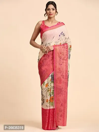 Classic Brasso Printed Saree with Blouse piece-thumb0