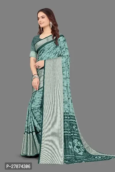 Sitanjali Womens Chiffon Printed Saree With Unstiched Blouse Pice