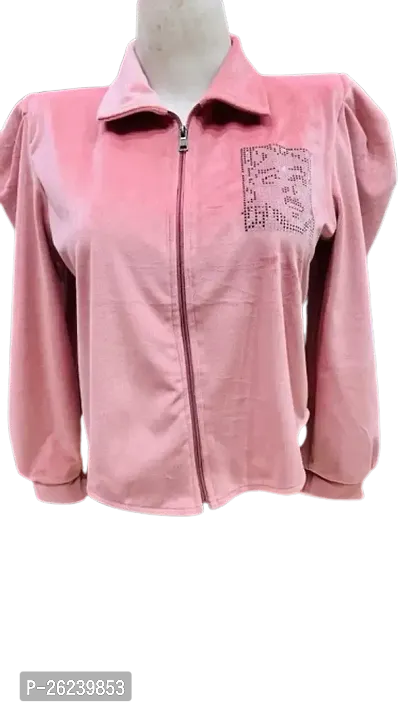 Stylish Pink Cotton Jacket For Women-thumb0