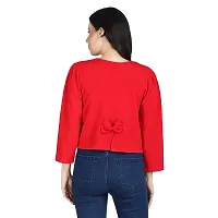 Meijaata Women's Polyester Button Front Neck Shrug (SRG_OLD_RED_2XL_Red_2XL)-thumb1