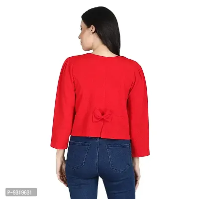 Meijaata Women's Polyester Button Front Neck Shrug (SRG_OLD_RED_2XL_Red_2XL)-thumb2