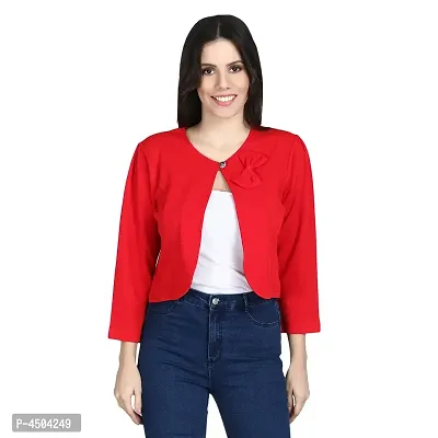 Poly Lycra Women's Red Short Shrug-thumb0