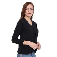 Mijaat Women's Polyester Round Neck Shrug (MIJAAT_SHRUG_BUTTON_BLACK_3XL_Black_3XL)-thumb2