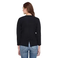 Mijaat Women's Polyester Round Neck Shrug (MIJAAT_SHRUG_BUTTON_BLACK_3XL_Black_3XL)-thumb1