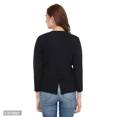 Mijaat Women's Polyester Round Neck Shrug (MIJAAT_SHRUG_BUTTON_BLACK_3XL_Black_3XL)-thumb2