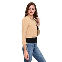 Meijaata Women's Polyester Button Front Short Shrug (SRG_OLD_FAWN_XS_Fawn_XS)-thumb3