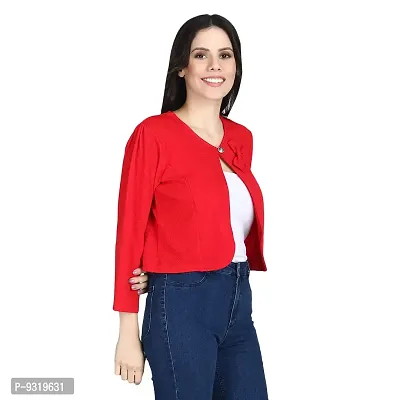 Meijaata Women's Polyester Button Front Neck Shrug (SRG_OLD_RED_2XL_Red_2XL)-thumb4