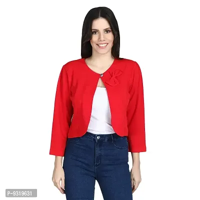 Meijaata Women's Polyester Button Front Neck Shrug (SRG_OLD_RED_2XL_Red_2XL)