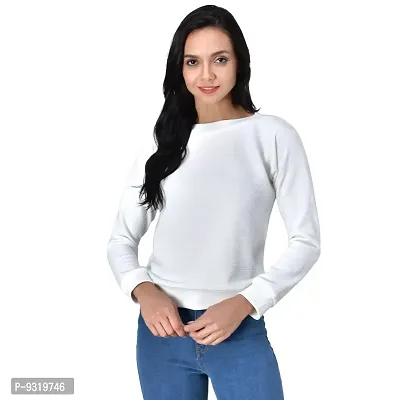 Meijaata Women's Casual Stylish Fullsleeve Polyester Lycra Boatneck Sweatshirt