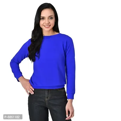 Classic Polyester Solid Sweatshirts for Women