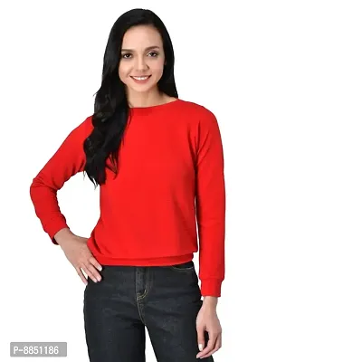 Classic Polyester Solid Sweatshirts for Women