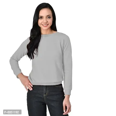Classic Polyester Solid Sweatshirts for Women-thumb0