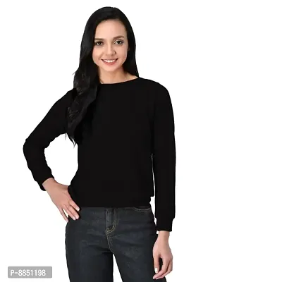 Classic Polyester Solid Sweatshirts for Women-thumb0