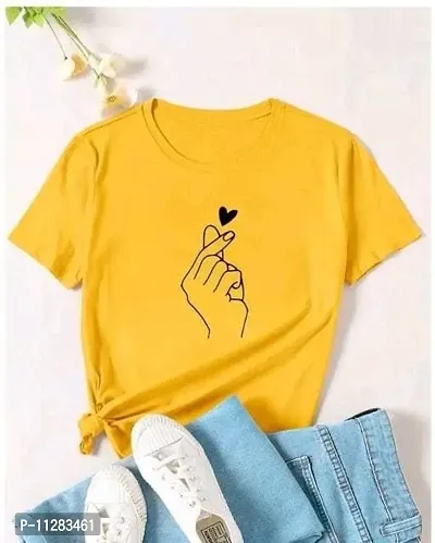 Womens Cotton Blend Regular T shirt - Yellow-thumb0