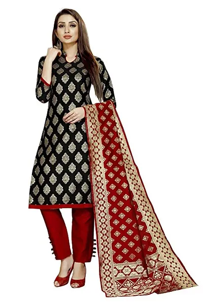Trendy Womens Banarasi Silk Dress Material with Dupatta