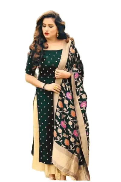 Women Art Silk Jacquard Dress Material with Dupatta