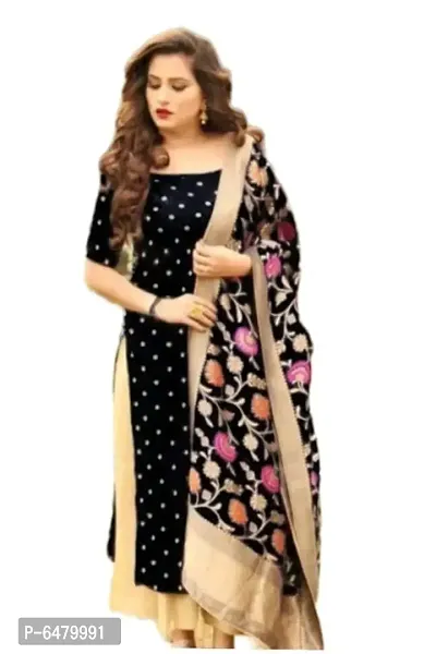 Beautiful Banarasi Cotton unstitched Dress Material with Dupatta-thumb0