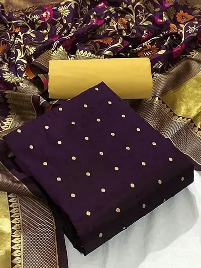 Women Taffeta Silk Booti Dress Material With Dupatta