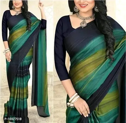 Moss Chiffon Printed Sarees with Blouse Piece