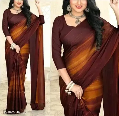 Moss Chiffon Printed Sarees with Blouse Piece