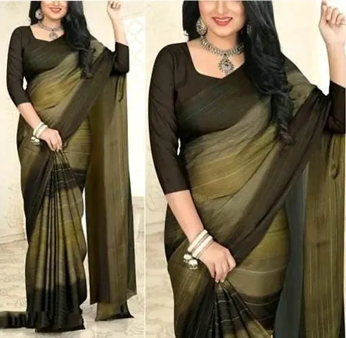 Chiffon Zari Embroidered Saree with Velvet Blouse Piece