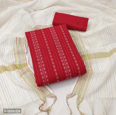 Elegant Red Cotton Unstitched Kurta Set Fabric For Women-thumb0