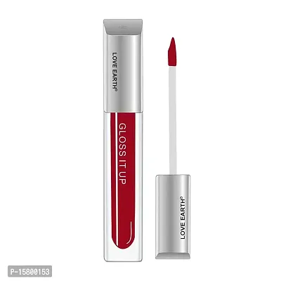 Love Earth Liquid Lip Gloss -Pink Power For Soft  Dewy Lips Enriched with Vitamin E  Almond Oil | Lip Color For Glossy Look |Lightweight Non Sticky Lip shiner For Moisturizing Lips (Deep Pink) 3ml-thumb0