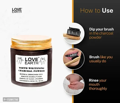 Love Earth Charcoal Teeth Whitening Powder For Teeth Whitening, Removes Plaque And Freshens Breath With Peppermint  Neem Oil 50gm-thumb5
