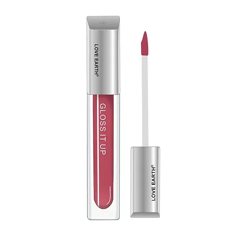 Love Earth Liquid Lip Gloss -Blow Up For Soft  Dewy Lips Enriched with Vitamin E  Almond Oil Lip Color For Glossy Look |Lightweight Non Sticky Lip shiner For Moisturizing Lips (Dark Pink) 3ml