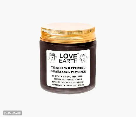 Love Earth Charcoal Teeth Whitening Powder For Teeth Whitening, Removes Plaque And Freshens Breath With Peppermint  Neem Oil 50gm-thumb0