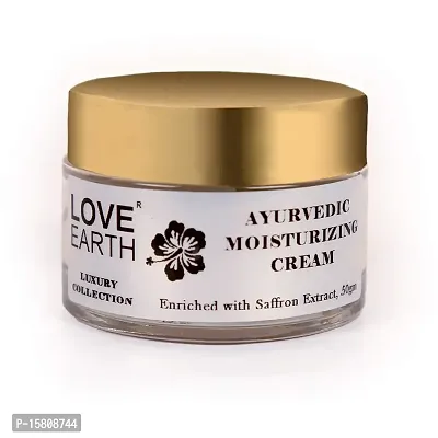 Love Earth Ayurvedic Moisturizing Cream with Saffron, Usheera, Giloy Extracts Deep Moisturizing for All Skin Types 50gm