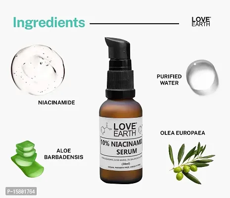 Love Earth 10% Niacinamide Serum With Aloe Vera And Olive Leaf Extract For Blemishes, Inflammation  Acne Prone Skin 30 ML-thumb4