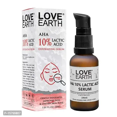 Love Earth AHA 10% Lactic Acid Serum With Organic Carrot Root  Hyaluronic Acid For Hyperpigmentation, Dark Spots  Ageing 30 ML