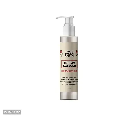 Love Earth No Foam Face Wash for Normal to Sensitive Skin | Soap Free, Non-Irritating, Skin Hydrating | Gentle Skin Cleanser 100ML