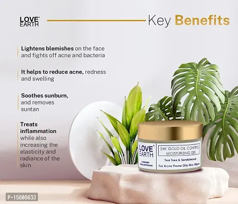 Love Earth 24K Gold Oil Control Moisturizing Gel With Aloe Vera  Sandalwood Extract For Sensitive  Acne-Prone Skin Suitable For All Skin Types 50gm-thumb4