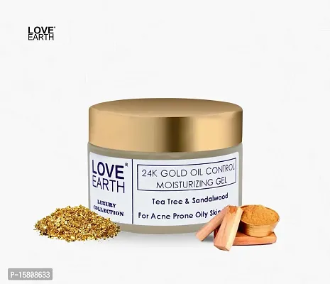 Love Earth 24K Gold Oil Control Moisturizing Gel With Aloe Vera  Sandalwood Extract For Sensitive  Acne-Prone Skin Suitable For All Skin Types 50gm-thumb2