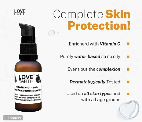 Love Earth Vitamin C Serum For Skin Hydration, Reduces Wrinkles  Hyperpigmentation With Pure Vitamin C  Organic Witch Hazel 30ml-thumb2