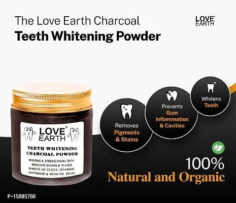 Love Earth Charcoal Teeth Whitening Powder For Teeth Whitening, Removes Plaque And Freshens Breath With Peppermint  Neem Oil 50gm-thumb4